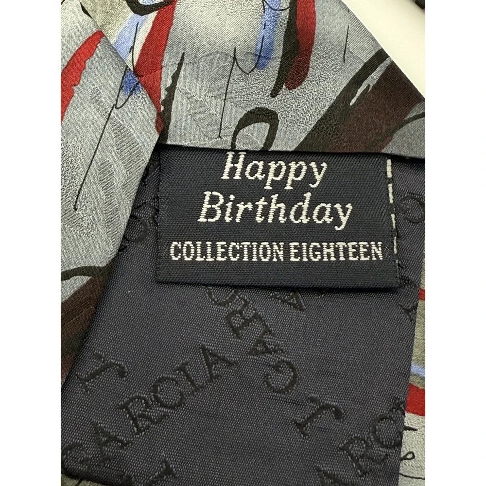 J. Garcia 1996 Happy Birthday Collection 18 100% Silk Gray Tie Apx. 59